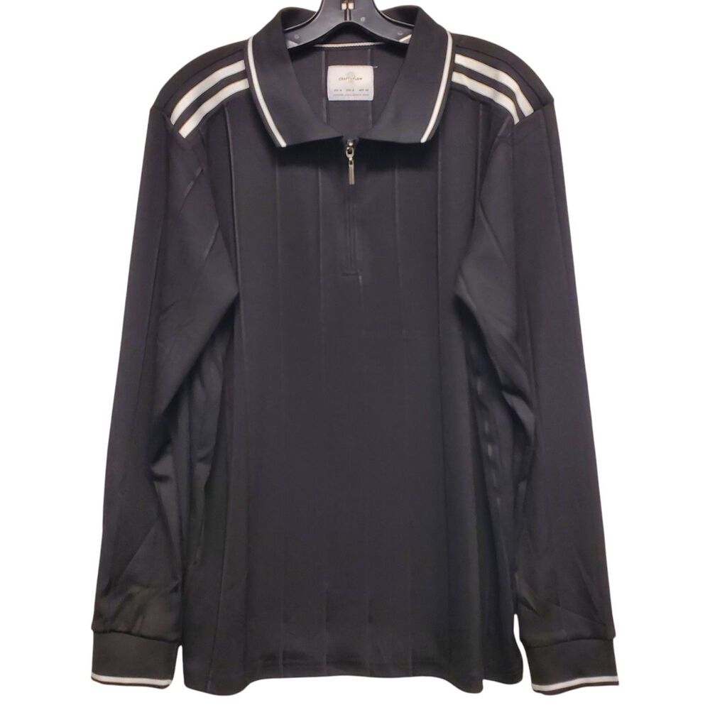 CRAFT + FLOW Polo Shirt Mens Medium Black Long Sleeve 1/4 Zip Casual Stretch